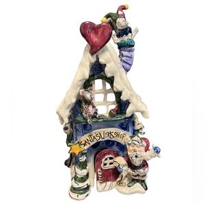 Blue Sky Corp 2002 Santa’s Workshop Ceramic Candle Holder